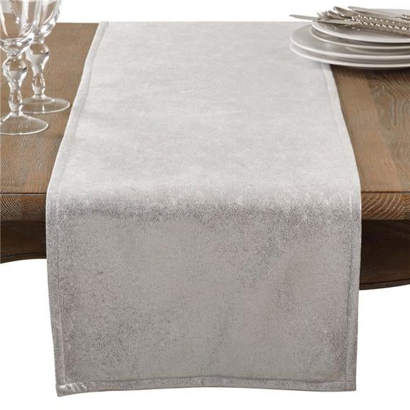 SARO  15 x 72 in. Rectangle Metallic Glam Table Runner  Silver
