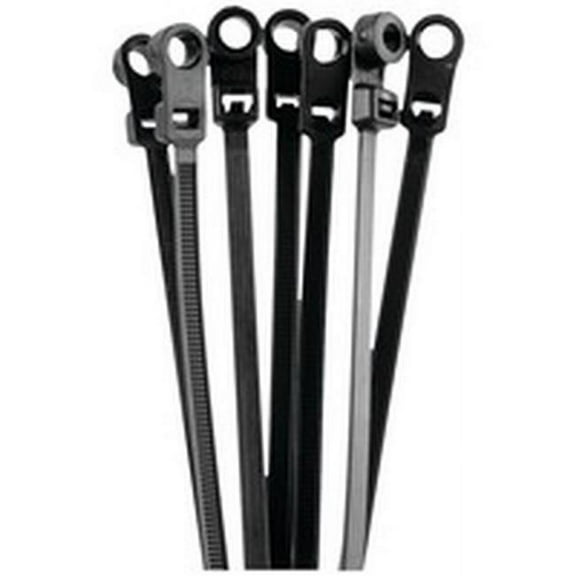 Install Bay BMCT6 Black 6" Mounting Hole Cable Tie, 40 Pound, 100/Pkg