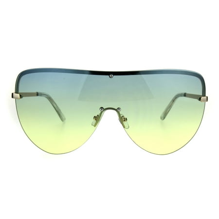 Oceanic Color Gradient Lens Oversize Shield Diva Racer Sunglasses Blue Yellow