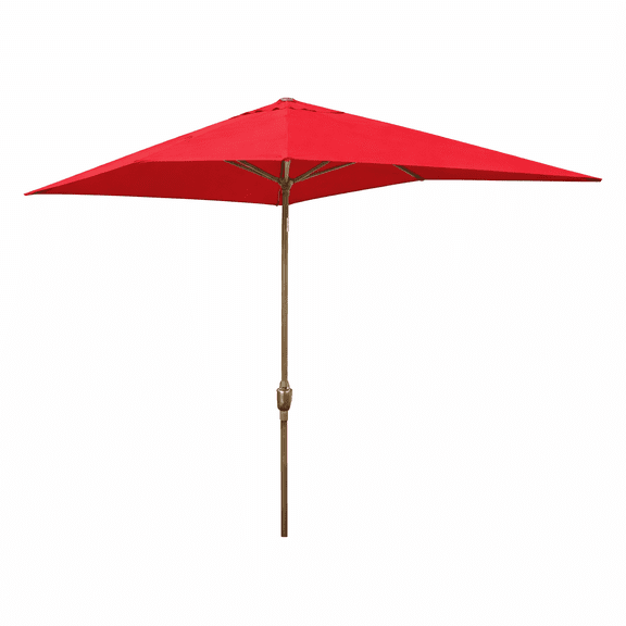 Afuera Living 6.5' x 10' Aluminum Patio Market Umbrella Tilt with Crank in Red
