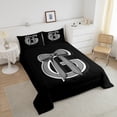 thumbnail image 6 of Erosebridal Initial Letter G Bedding Twin Comforter Set, Black Gray Down Comforter, Kawaii Bow-tie Reversible Comforters & Duvets, Lightweight Room Decorative, 2 Pieces, 6 of 8