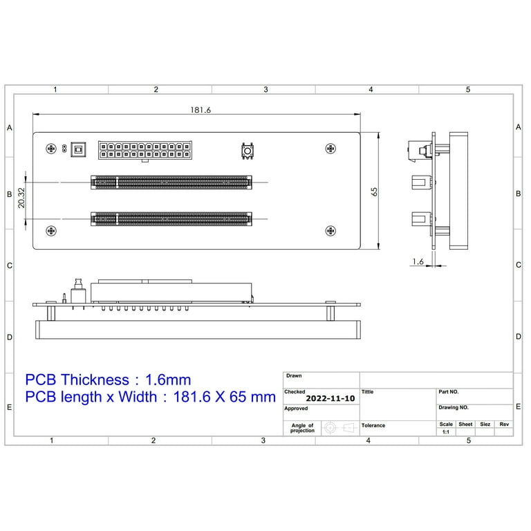Micro SATA Cables PCIe x16 Slot Dual Port Adapter, ATX Power