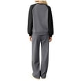 thumbnail image 3 of LEWKW Womens Novelty Tracksuit Sets Letter Print Crop Sweatshirt & Sweatpants Outfits Funny Graphic Slogan Casual Warm Fleece Matching Sweatsuits, 3 of 4