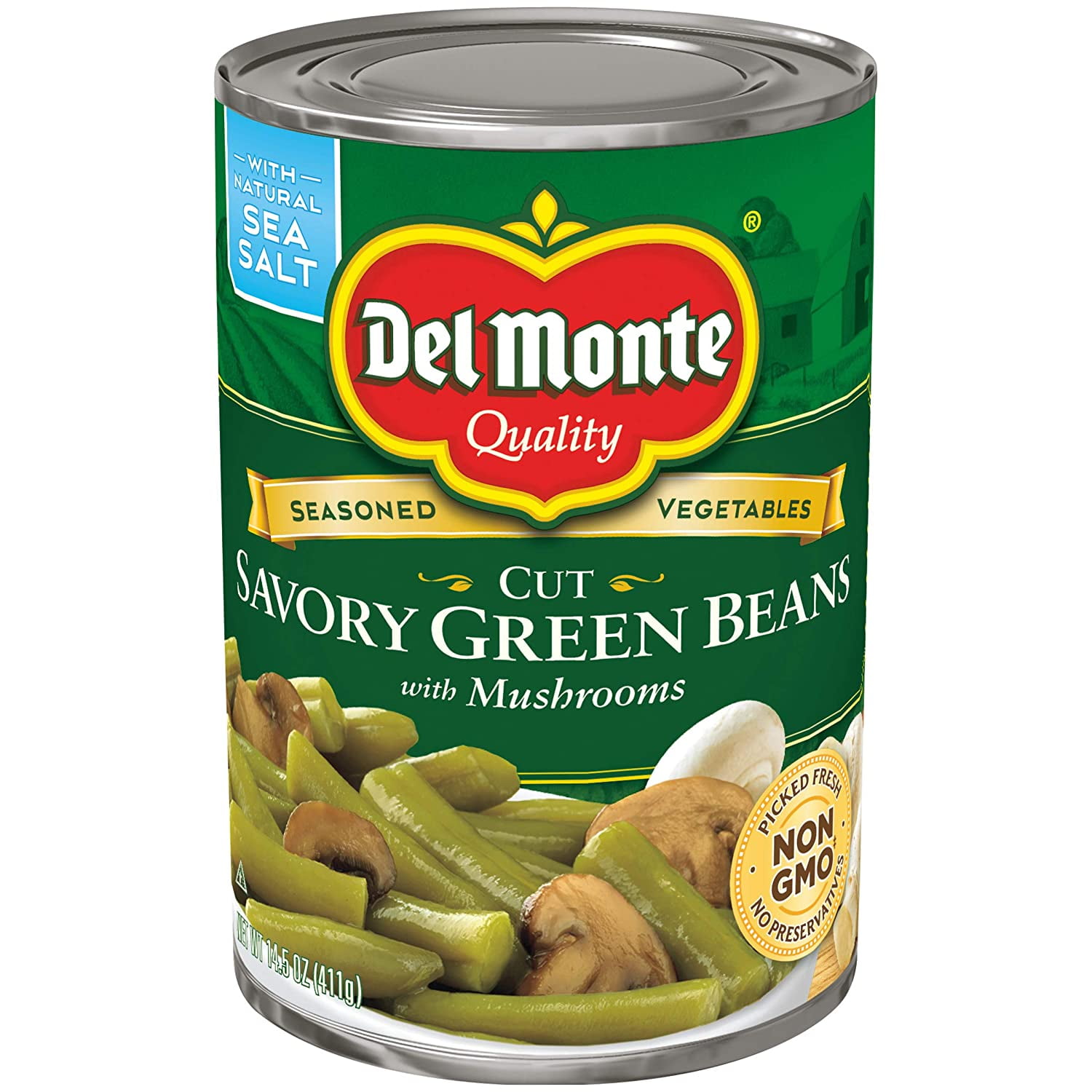 Del Monte Cut Savory Green Beans with Mushrooms, 14.5 Ounce (Pack of 12 ...