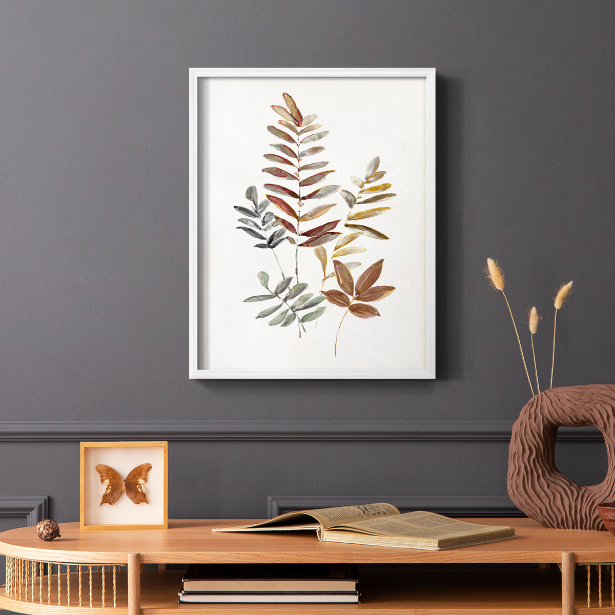 Autumn Leaves I Framed Print in White Solid Wood Framed Print No Nail Hanging