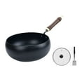 thumbnail image 1 of Wok pan chino wok con mango cómodo, sin recubrimiento, deja de salteado antiadherente de cocina general para cocina para cocina para el hogar cubierta de madera, 1 of 8