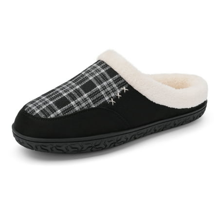 

Bruno Marc Men s House Slippers for Men Indoor Outdoor Memory Foam Slip-on Warm Fuzzy Non-Slip Bedroom House Shoes SBSL226M BLACK PLAID Size 11