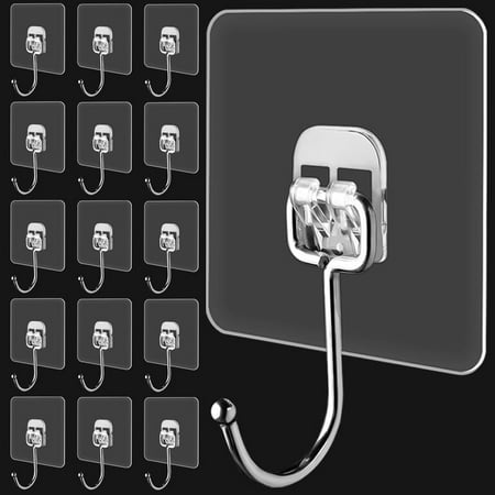 

Utility Hooks Large Wall Hooks for Hanging 44lb(Max) 16 Pack Heavy Duty Adhesive Hooks Sticky Hooks for Keys Bathroom Shower Towel Robe Home Kitchen&Office