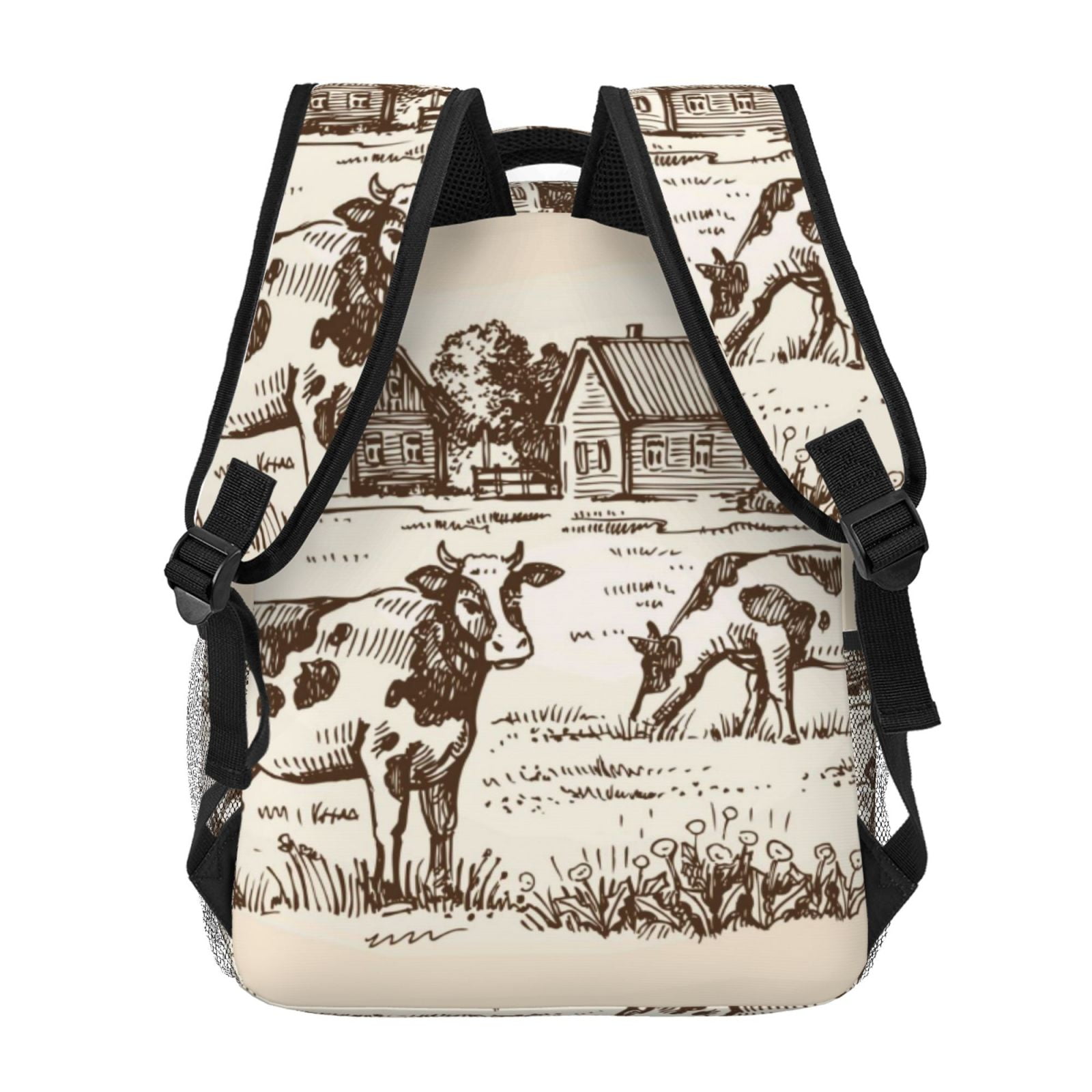 Ratiio Cows On The Farm Print Eco-Friendly Casual Backpack, Water-Resistant Polyester Canvas Daypack with Smooth Zippers, Comfortable & Durable Travel Bag with Laptop Compartment