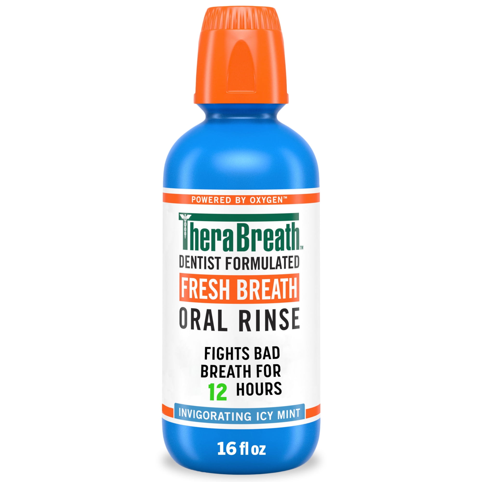 TheraBreath Fresh Breath Alcohol-Free Mouthwash, Mouth Rinse for Adults, Icy Mint, 16 fl oz