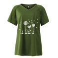 thumbnail image 3 of Susanny Tshirt for Women Short Sleeve Dandelion Print Womens Tops Summer V Neck Flowy Casual Shirts Summer Womens Work Blouses and Tops Green 5XL, 3 of 7