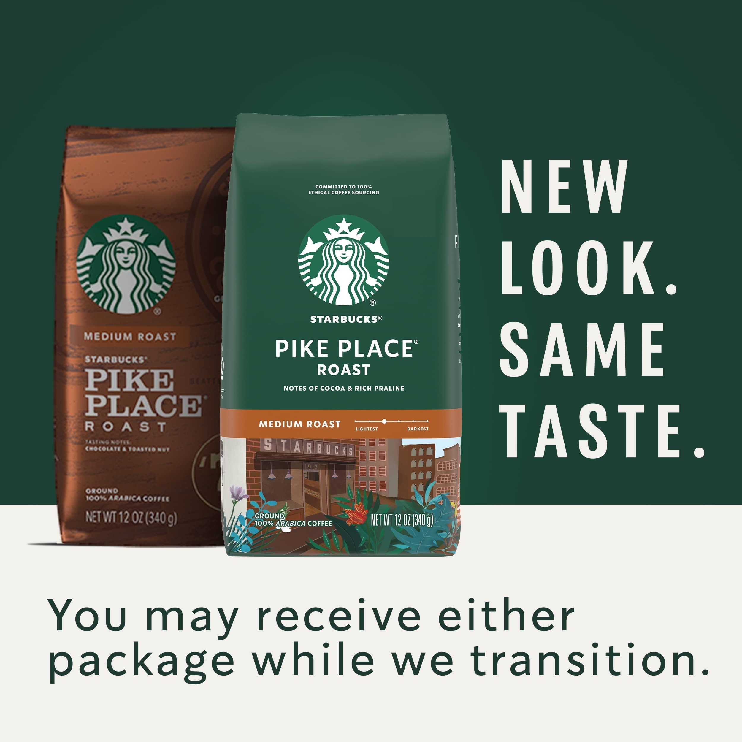 Starbucks Medium Roast Whole Bean Coffee — Pike Place Roast — 6 Bags (12 Oz. Each)