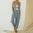 thumbnail image 2 of Dyegold Jumpsuits for Women Casual, Women Jumpsuits Dressy Daisy Print Pocket Loose Casual Harem Long Trouser Pants Sleeveless ​Square Neck Overall Rompers, 2 of 4
