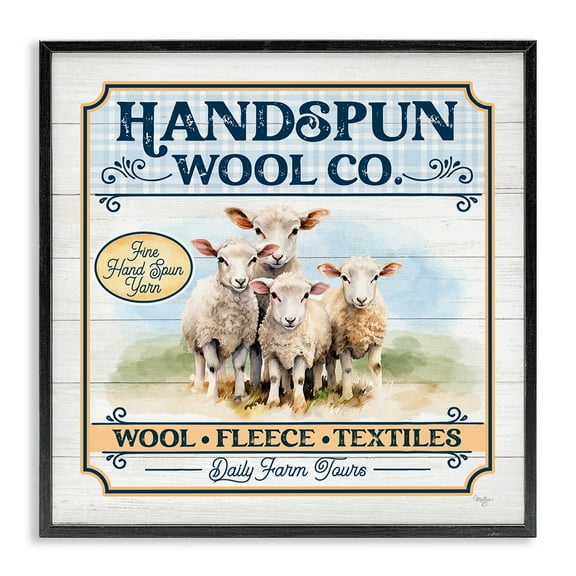 Stupell Industries Handspun Wool Sign Animals & Insects Painting Black Framed Art Print Wall Art, 12 x 12