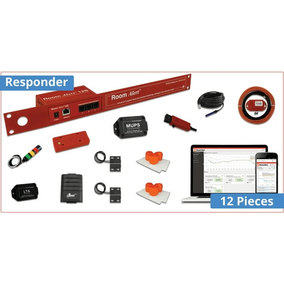 Room Alert 12SR Proactive Secure Environment Monitor - Responder Bundle (12 Pieces Total)