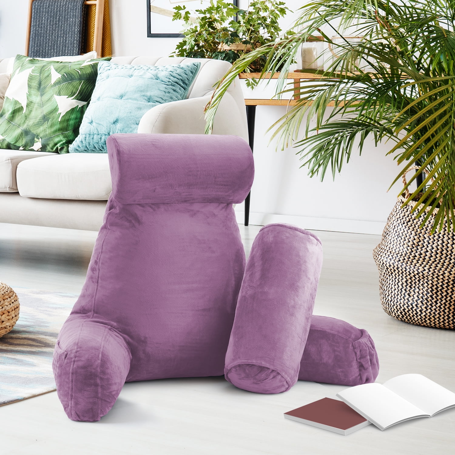 Lamb Velvet Reading Pillow With Portable Handle For Adults