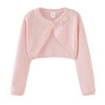 thumbnail image 3 of GYRATEDREAM Girls' Knitted Bolero Cardigan Sweater Kids Long Sleeve Button Closure Cropped Knitwear Cover Up for 1-2Y Pink, 3 of 7