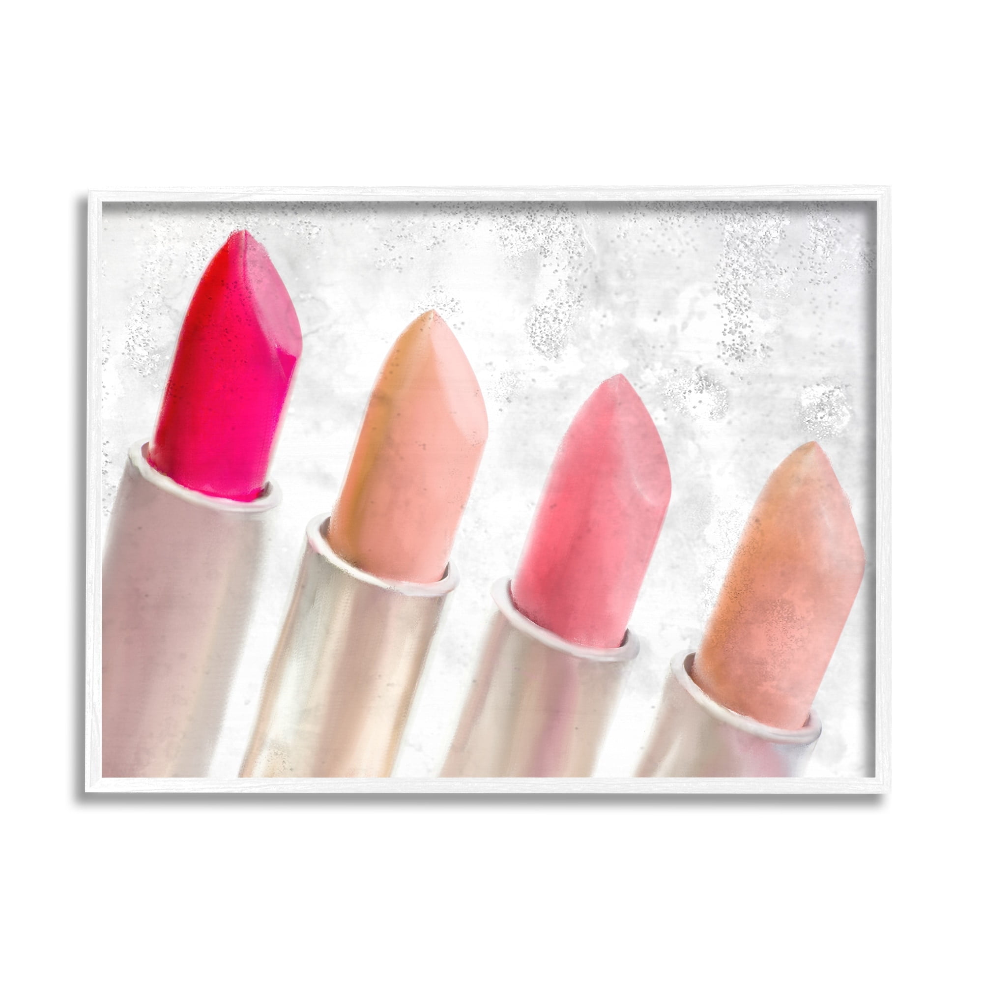 Stupell Industries Stylish Lipstick Assortment Dazzling Glam Makeup Graphic Art White Framed Art Print Wall Art, Design by Kim Allen