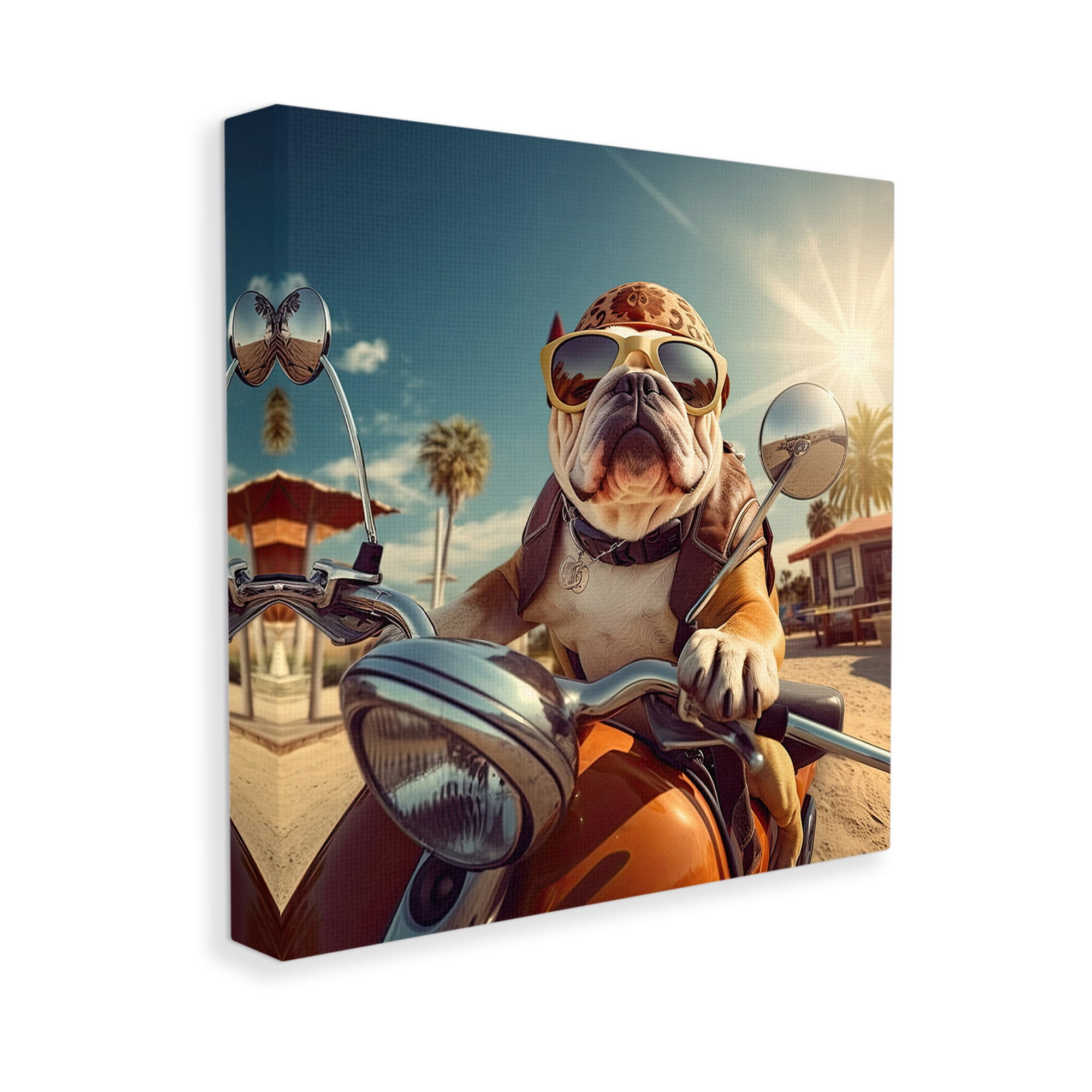 Stupell Industries Summer Motorcycle Dog Animals & Insects Painting Gallery Wrapped Canvas Art Print Wall Art, 36 x 36