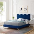 thumbnail image 1 of Modway Current Performance Velvet Full Platform Bed in Navy, 1 of 10
