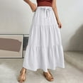 thumbnail image 2 of HXWCHs Women's Summer Linen Wrap Skirt Flowy Boho Ruffle High Waist A-Line Beach Long Drawstring Elegant Casual White L, 2 of 5