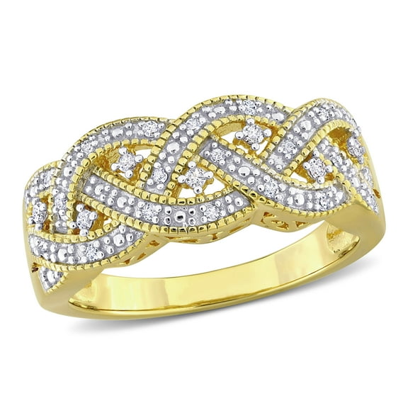 1/8 Carat T.W. Diamond Yellow Rhodium-Plated Sterling Silver Infinity Ring