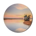 thumbnail image 1 of Nautical Mouse Pad for Computers, Vessel on Coast Long Exposure Dramatic Sunset Photo Solitude Lonely Twilight Theme, Round Non-Slip Thick Rubber Modern Mousepad, 8" Round, Blue Peach, by Ambesonne, 1 of 2