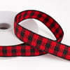 7/8" Red and Black Buffalo Plaid Wired Ribbon