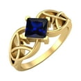 thumbnail image 2 of 5mm Square Shape Natural Blue Sapphire 925 Silver Gold Vermeil Celtic Women Mother's Day Gift Ring, 2 of 8