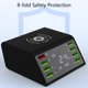thumbnail image 5 of Cargador de teléfono móvil USB de 8 puertos Carga rápida inalámbrica Pantalla LCD Adaptador de corriente para teléfono inteligente Enchufe de EE. UU. Inevent EL1613-01B, 5 of 7