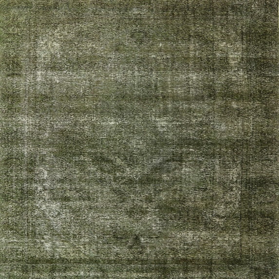 Ahgly Company Machine Washable Indoor Square Industrial Modern Khaki Green Area Rugs, 8' Square