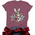 thumbnail image 5 of Mifsaly Short Sleeve T-Shirts Women Leopard Print Easter Bunny Floral Graphic Cotton tops Soft Breathable Relaxed Fit Casual Summer Tees L, 5 of 6