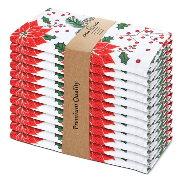 Juego de servilletas de tela Urban Villa para Navidad, 12 unidades, 100% algodón