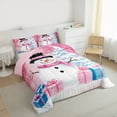 thumbnail image 4 of Manfei Winter Kawaii Snowman Bedding Comforter Set, Merry Christmas Twin Comforter Sets, Pink Blue Gifts Reversible Bedding Set, Breathable Home Decor, 2pcs, 4 of 9