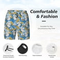 thumbnail image 5 of Lsque Mens Swim Trunks Flower and Sail Boat Pattern - Bathing Suit Compression Liner - Beach Swim Shorts Swimwear - (S-3XL) - Stretch Quick Dry -Small, 5 of 9