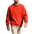 thumbnail image 4 of TKKCS Mens Fleece Crewneck Sweatshirt- Long Sleeve Lightweight Loose Fit Casual Daily Pullover Tops Red Size L, 4 of 5