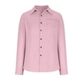 thumbnail image 4 of TKLPEHG Womens Tops Long Sleeve Lapel Button Shirts Loose Lightweight Casual Comfy Classic Solid Color Fashion Blouse (Pink,L), 4 of 6