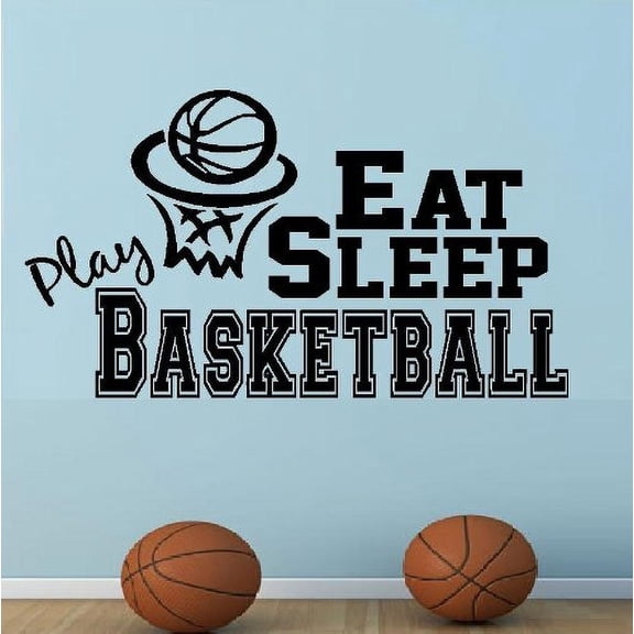 Decal ~ EAT SLEEP PLAY BASKETBALL #2 ~ WALL DECAL, HOME DECOR 13" X 23"