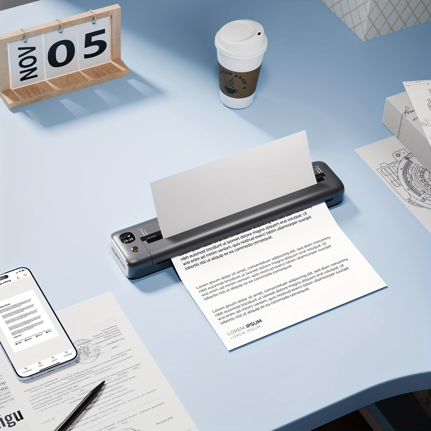 Rongta F81 Wireless Portable Thermal Printer for Travel, Long Battery Life, Android/iOS, PC Mac Compatible