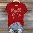 thumbnail image 2 of Kaemgyyd Valentine Shirts for Women Vintage Bow Printed T Shirt Rolled up Short Sleeve Valentines Gift Casual Tee Tops, 2 of 6