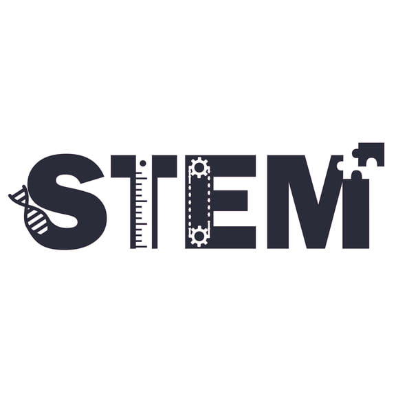 Science Technology Engineering & Mathematics Home Living Room Décor Sticker 6" x 20" STEM Lettering Art Design Vinyl Adhesive Wall Decal - Kids Bedroom Study Room Easy To Apply Wall Decoration