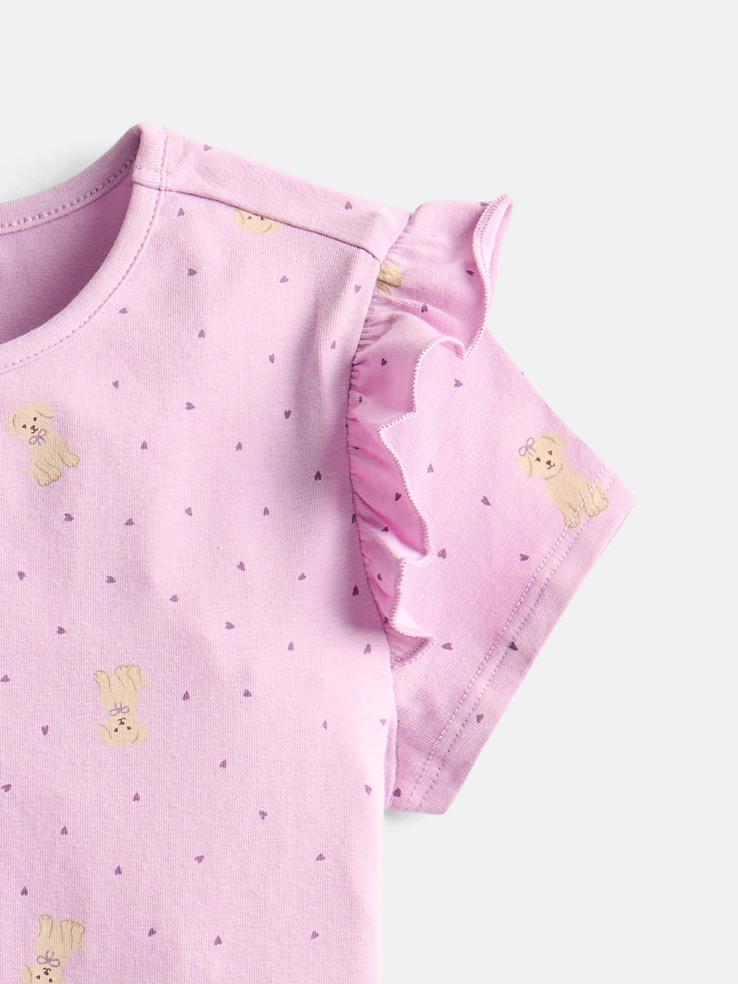 Wonder Nation Girls Printed Tee with Short Ruffle Sleeves, Sizes 4-10