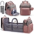 thumbnail image 1 of Mochila para pañales DERJUNSTAR, grande, impermeable, rosa, 1 of 7