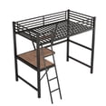 thumbnail image 4 of Loft Bed Twin Size with Desk, Twin Loft Bed with 13" High Full Length Guardrail and 4 Steps, Built-in Under Bed Shelf, Heavy Duty Metal Loft Bed Twin, Twin Size Loft Bed for Teens, Adults, Black, 4 of 9