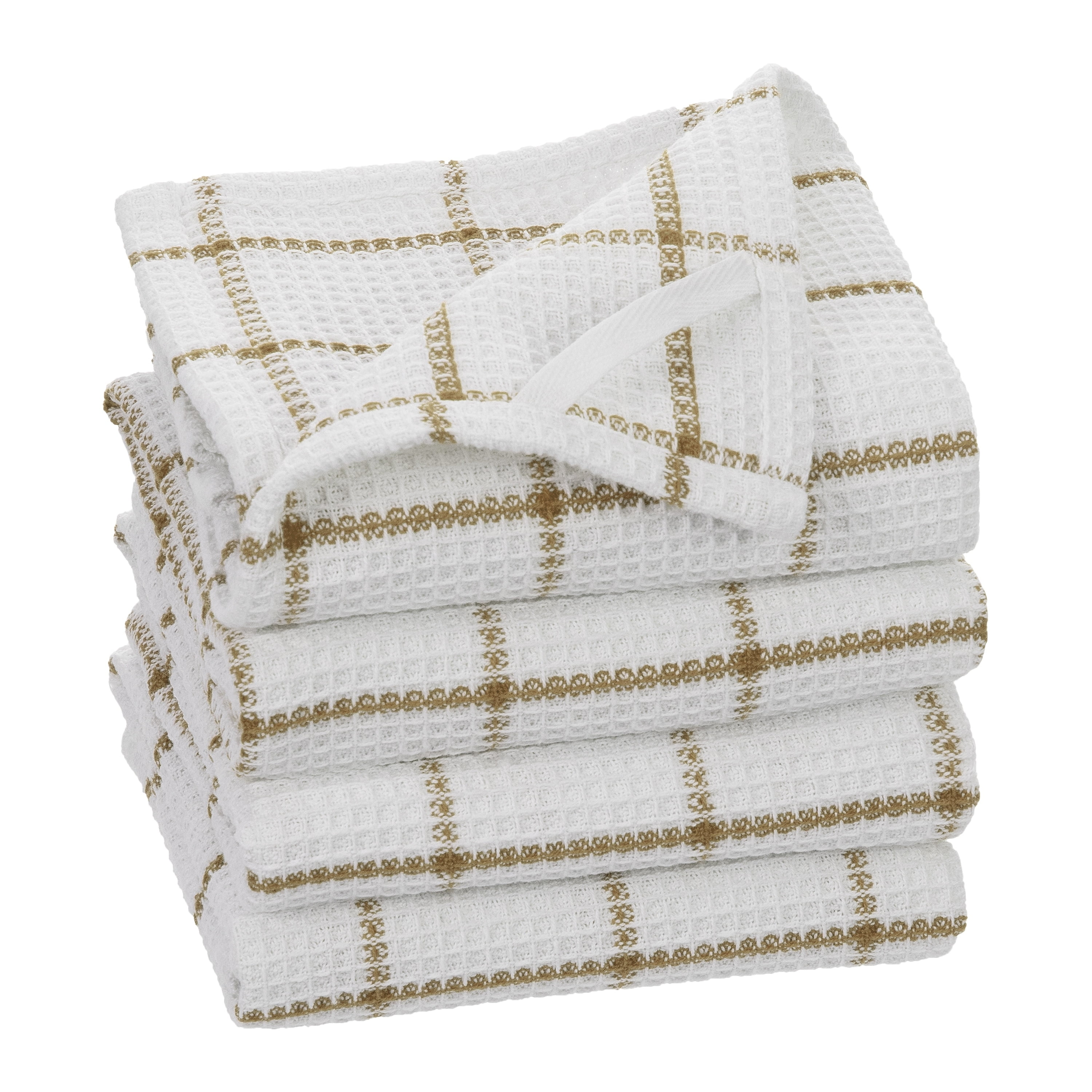 Fabstyles  Solo Waffle Cotton Kitchen Towel Set of 4 - 18x28 Red