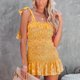 thumbnail image 1 of Vestido Suspendido Vestido de mujer con tirantes y volantes de verano con lazo, vestido bohemio (amarillo L) Cgtredaw Para estrenar, 1 of 1