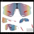 thumbnail image 2 of Mens Oversized Rimless Shield Wrap Sport Plastic Runners Sunglasses White - Red Mirror, 2 of 8