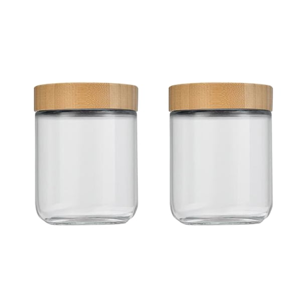 Frascos de vidrio de gran capacidad con tapas de madera, contenedores herméticos para cereales, avena, yogur, frutos secos y té, organizadores de despensa de cocina, juego de 2