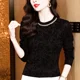 thumbnail image 4 of Camisa básica de manga larga con cuello semialto y forro polar para mujer de estilo otoñal de alta gama, camiseta negra para mamá, prenda interior de moda, 4 of 4