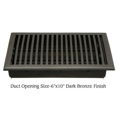 Brass Elegans Solid Cast Brass Contemporary 6in. X 10in. Floor Register in Dark Bronze Finish- 116GR DBZ